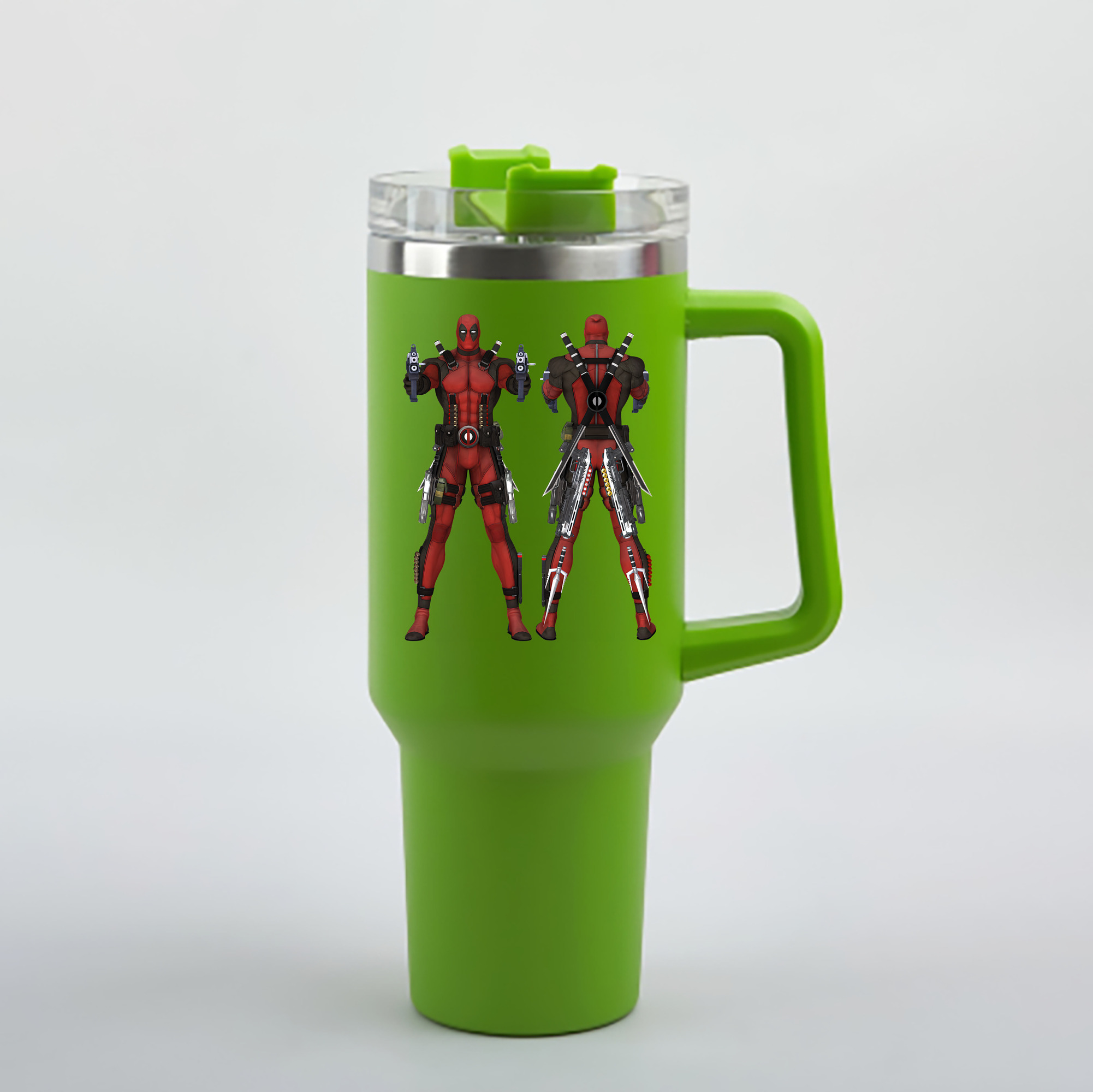（画像用） Deadpool デッドプール 1200mL車用タンブラー - クリスタルステッカー（プラスチックストロー付き）